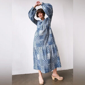 NWT Matta Jade Patchwork Dress in Natural Indigo size XS